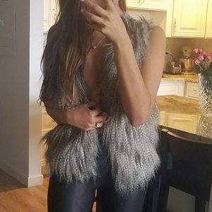 Pink Republic Gray Faux Fur Vest